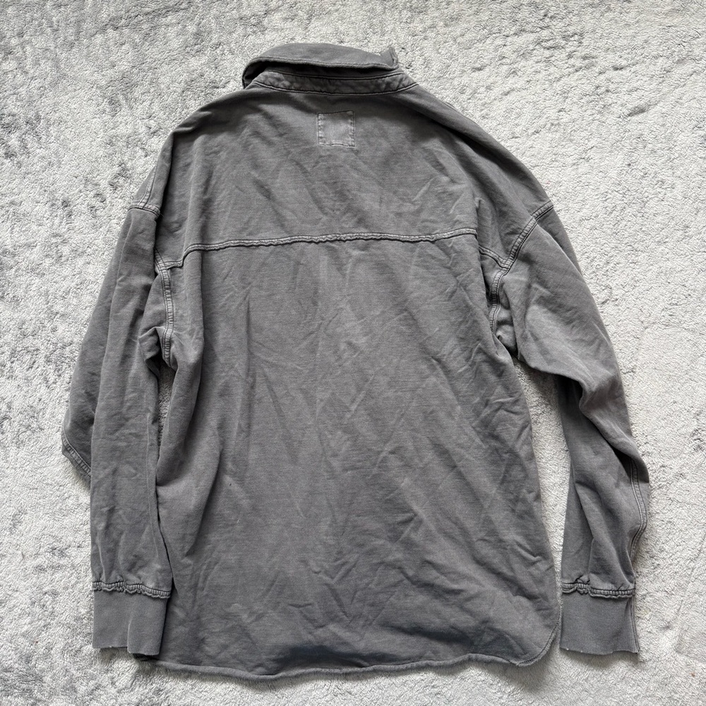 Aerie Take It Easy Vintage Popover Polo Sweatshirt Collared Oversized - Picture 2 of 3